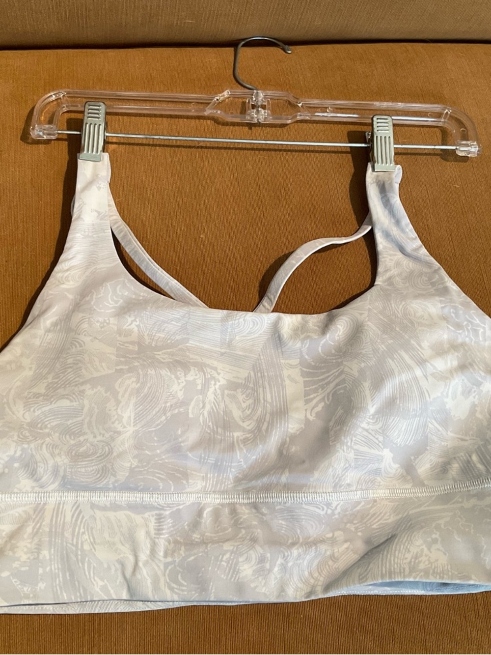 Lululemon Energy Bra Longline Size 10 Light Gray Marble Print